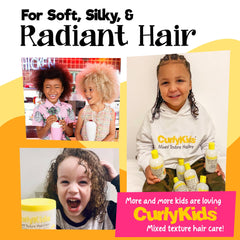 CurlyKids Curly Spray Condish kid smiling with soft curls after daily use