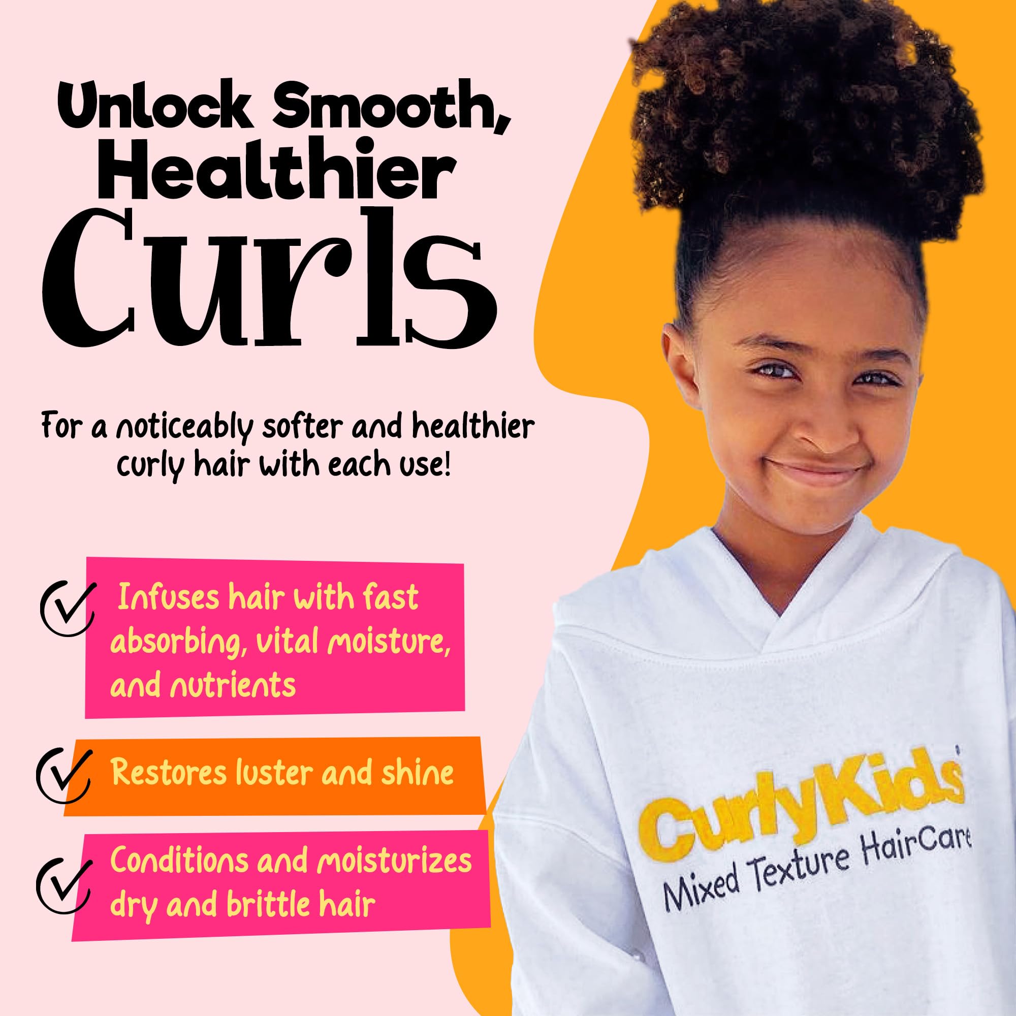 CurlyKids detangler application on kids' hair for smooth detangling