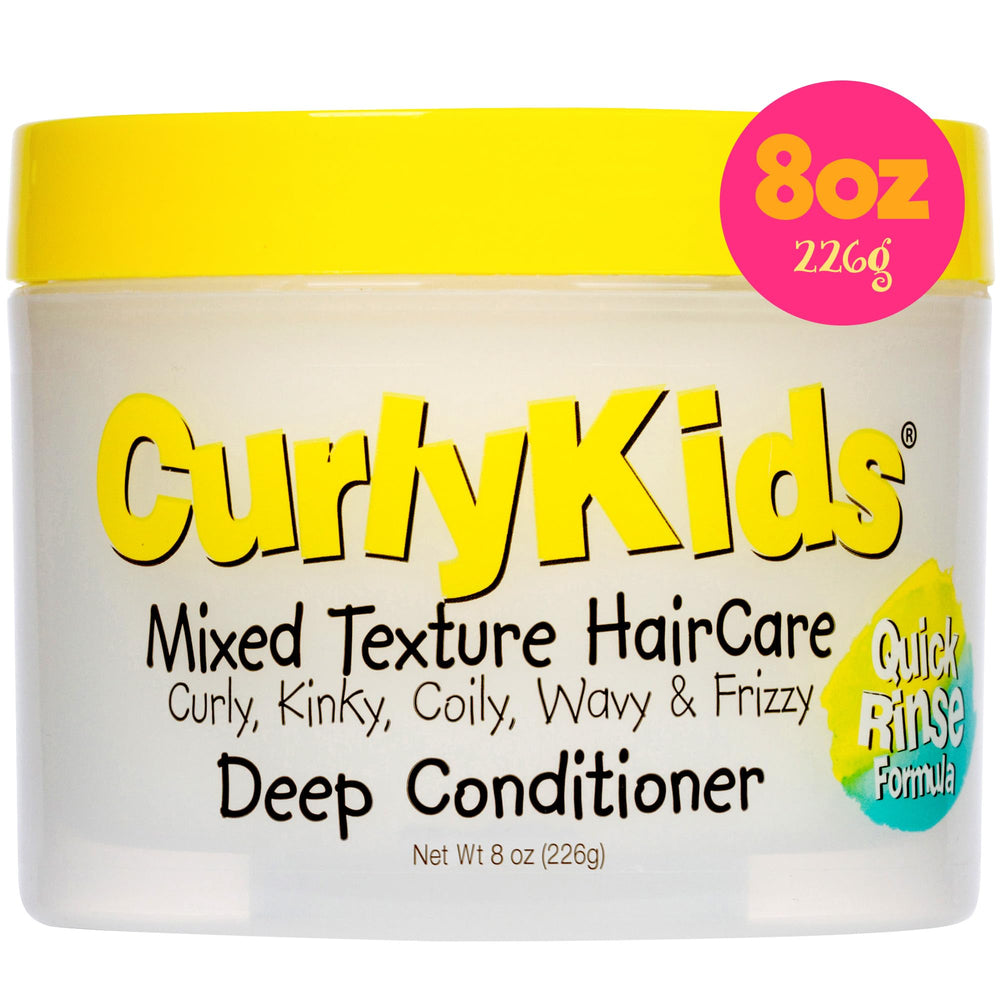 CurlyKids hair detangler conditioner bottle delivering gentle hydration for kids' curls