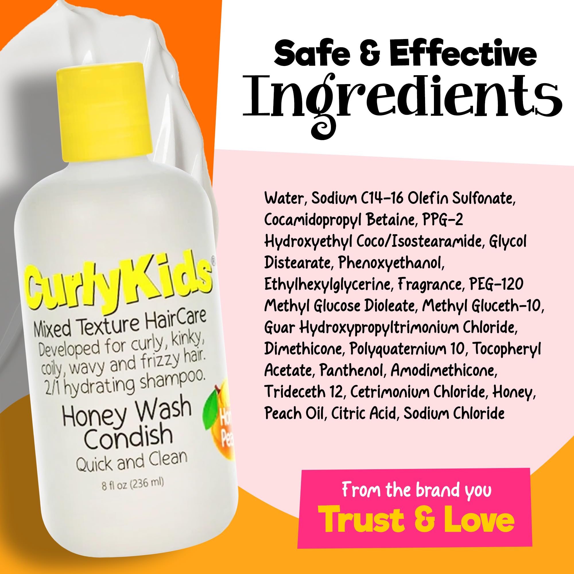 CurlyKids Honey Wash Condish leaves smooth curls with healthy bounce