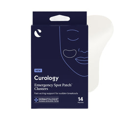 Curology Emergency Spot Patch Clusters face close-up showing discreet protection for blemishes