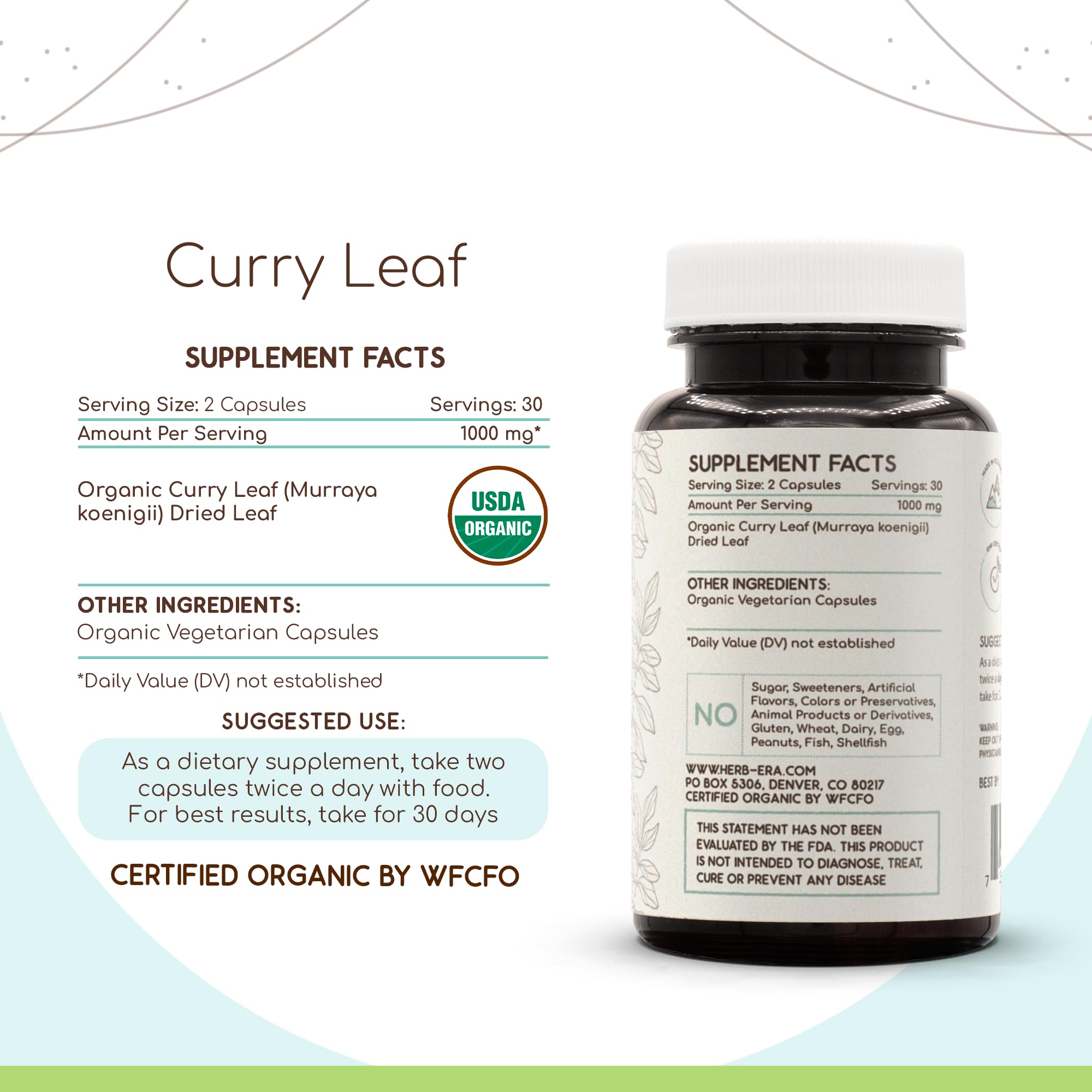 Packaging of organic curry leaf capsules