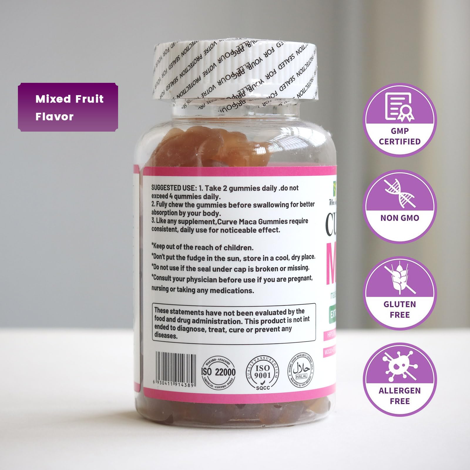 Box packaging of Curve Maca Gummies
