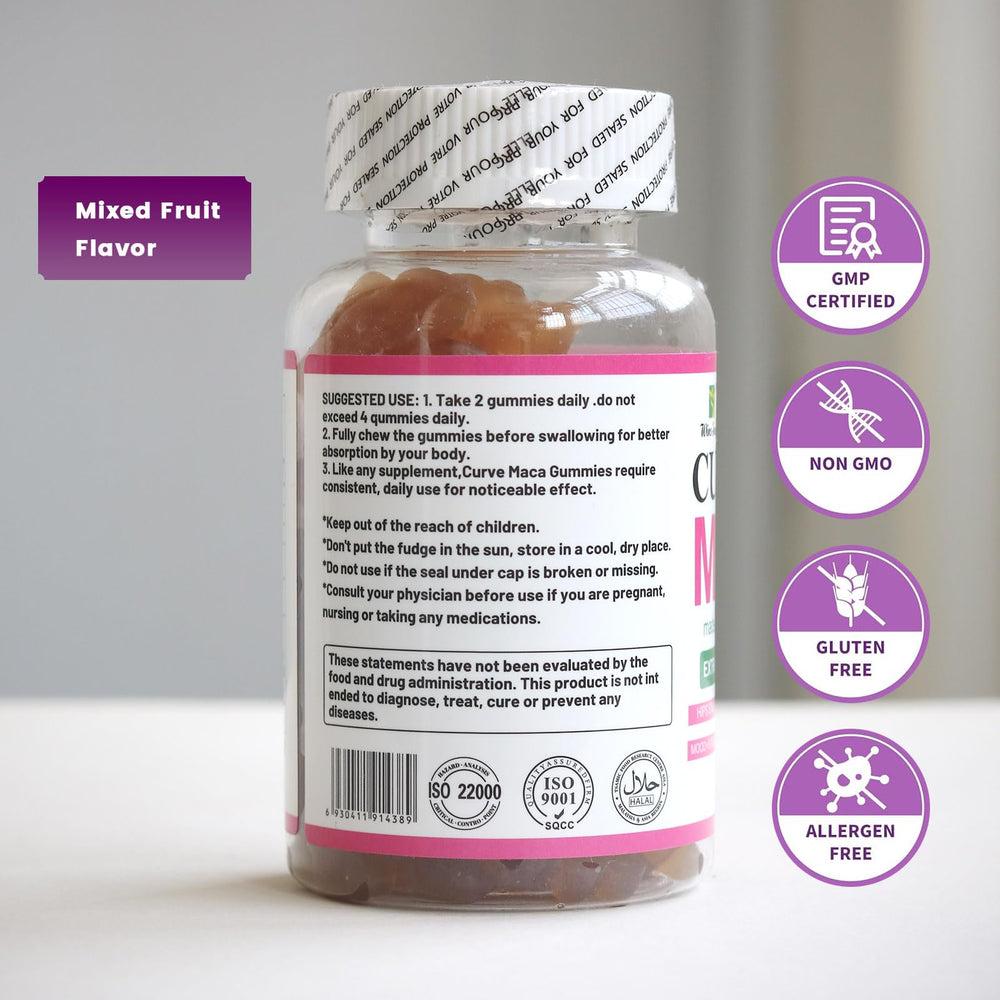 Box packaging of Curve Maca Gummies
