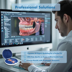 Denture storage case included to keep dentures hygienic