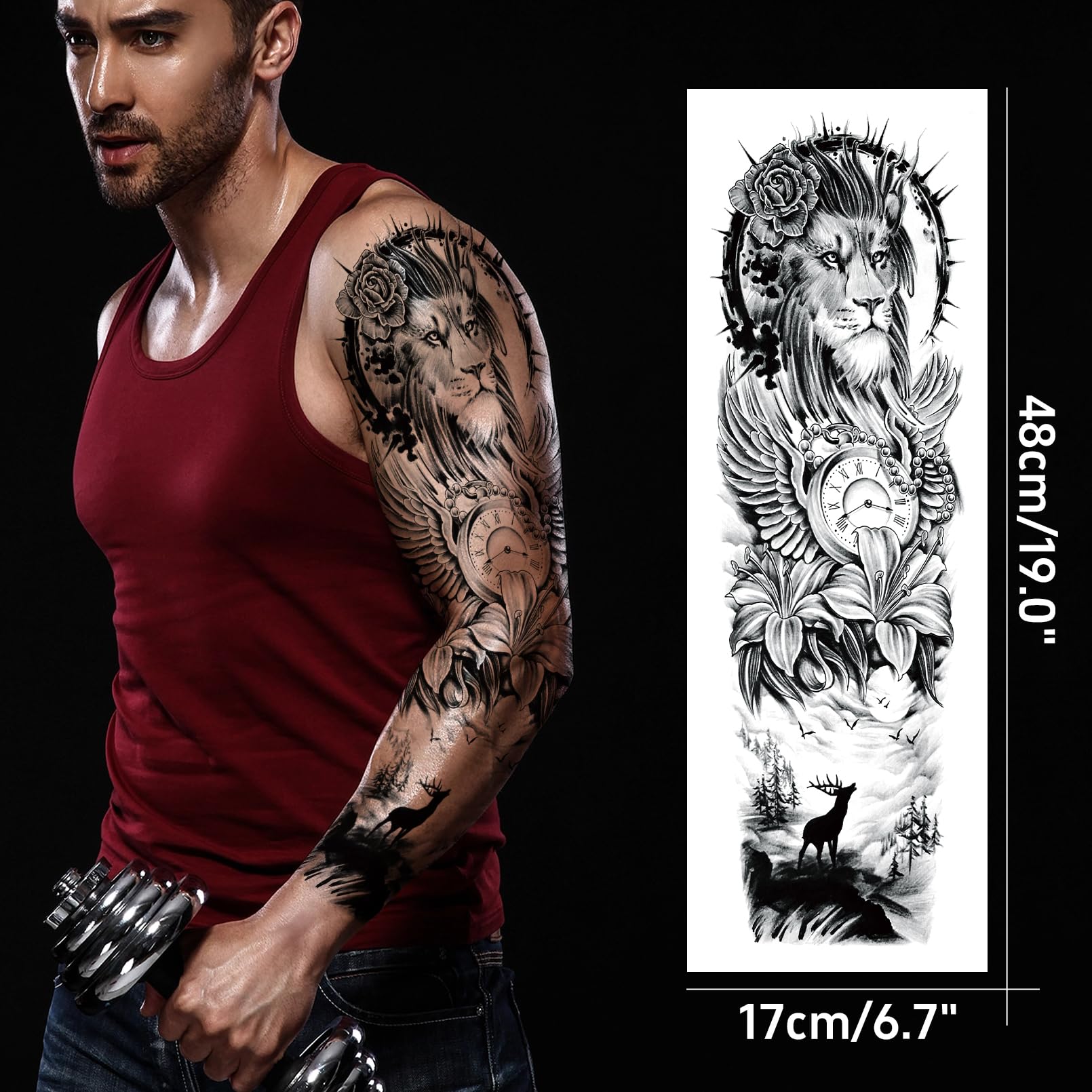 CUTELIILI Halloween arm tattoo tiger sleeve for dramatic events