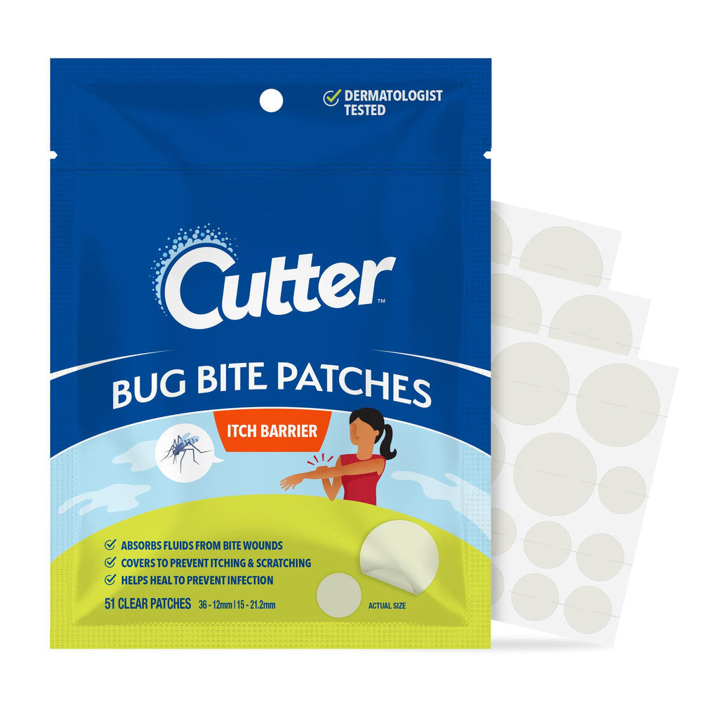 Cutter Bug Bite Patches applied to skin for quick relief