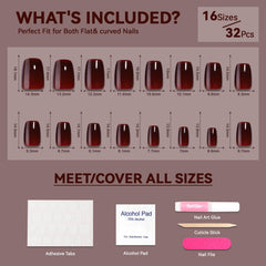 CUZIAM dark red press-on nails on hand ready-to-wear manicure