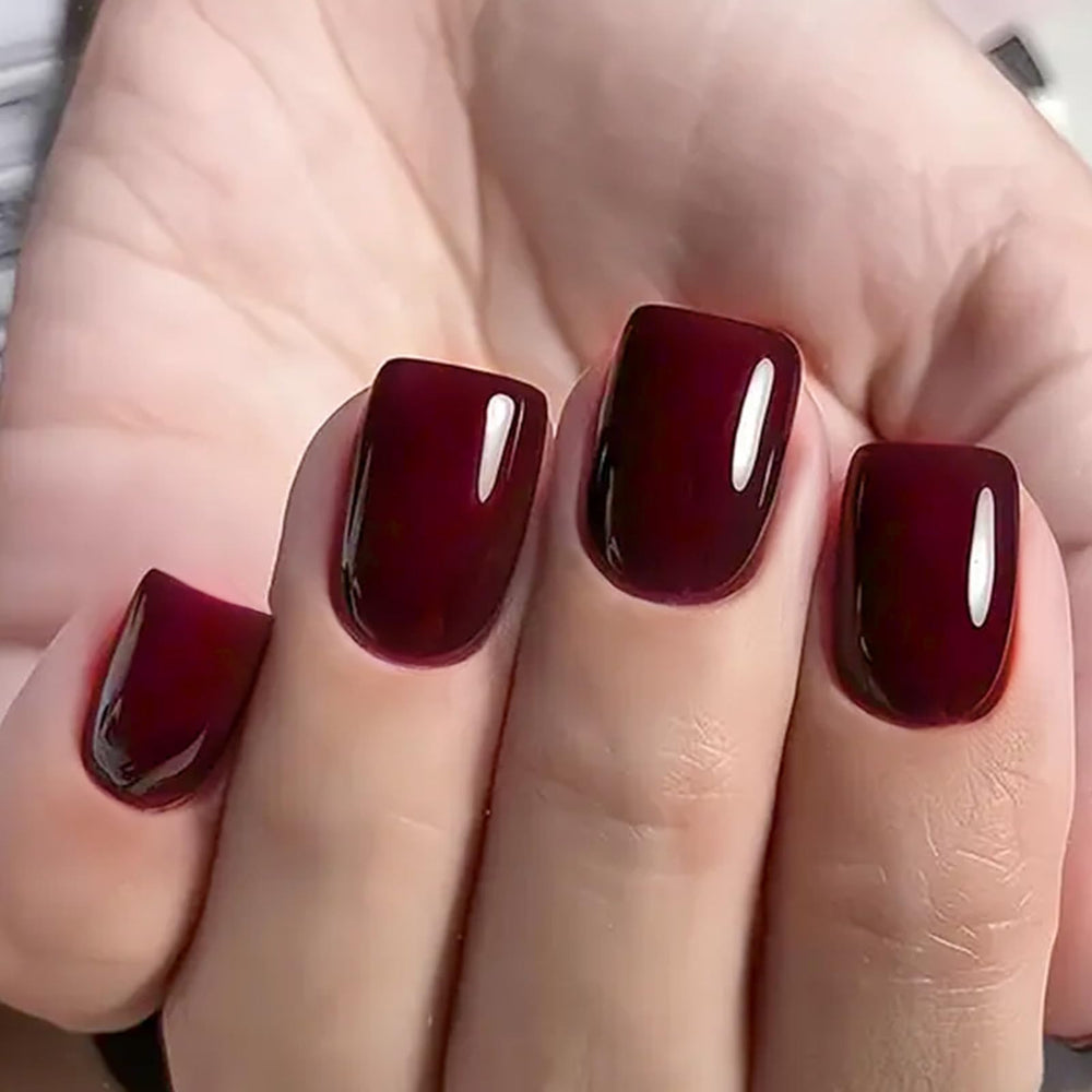 CUZIAM dark red press-on nails 32-piece kit for quick at-home manicure