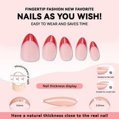 CUZIAM gel gloss red press on nails with durable flexible finish