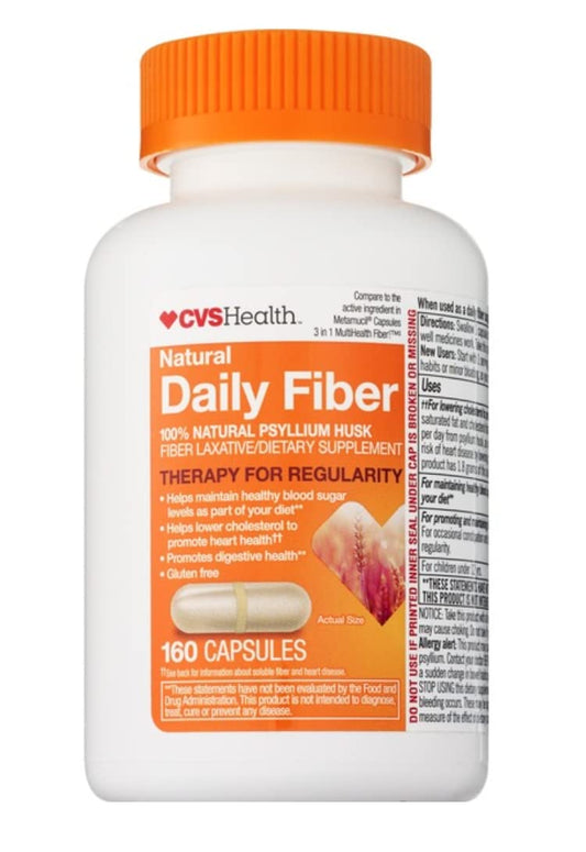 CVS Health Natural Daily Fiber Capsules bottle with label