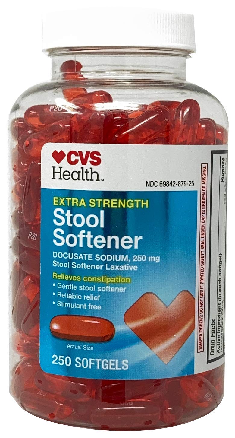 CVS Health Extra Strength Stool Softener bottle for gentle stool-softening support.