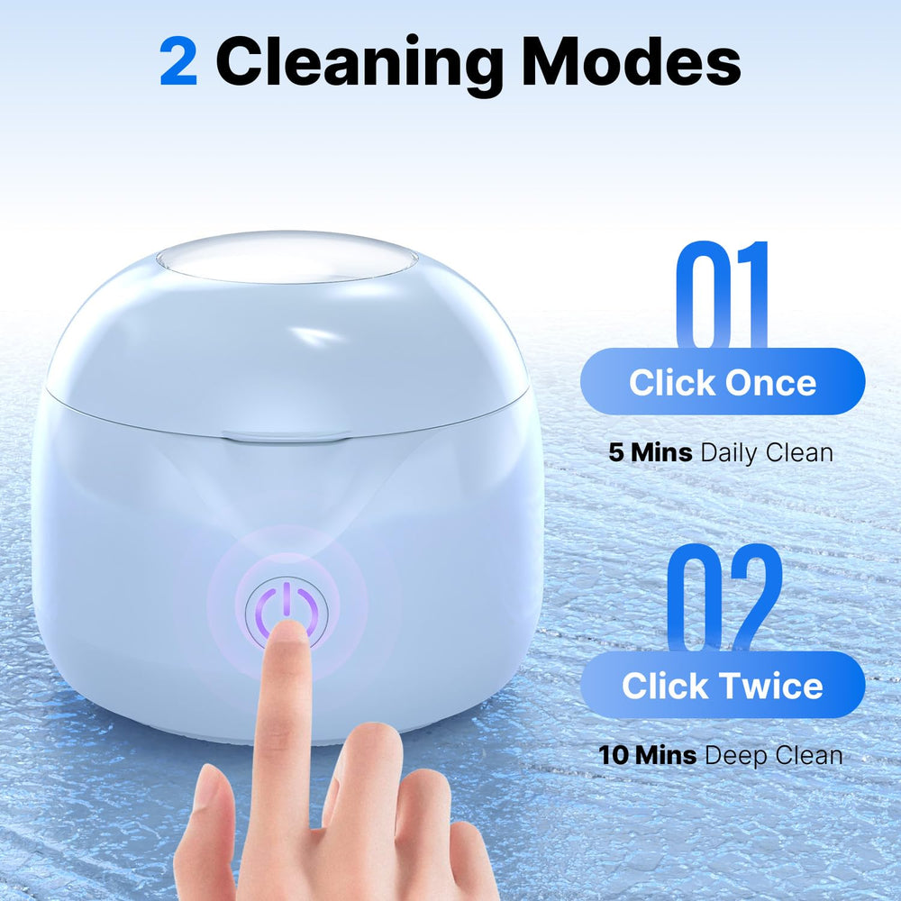 Indicator lights showing green and blue cleaning modes