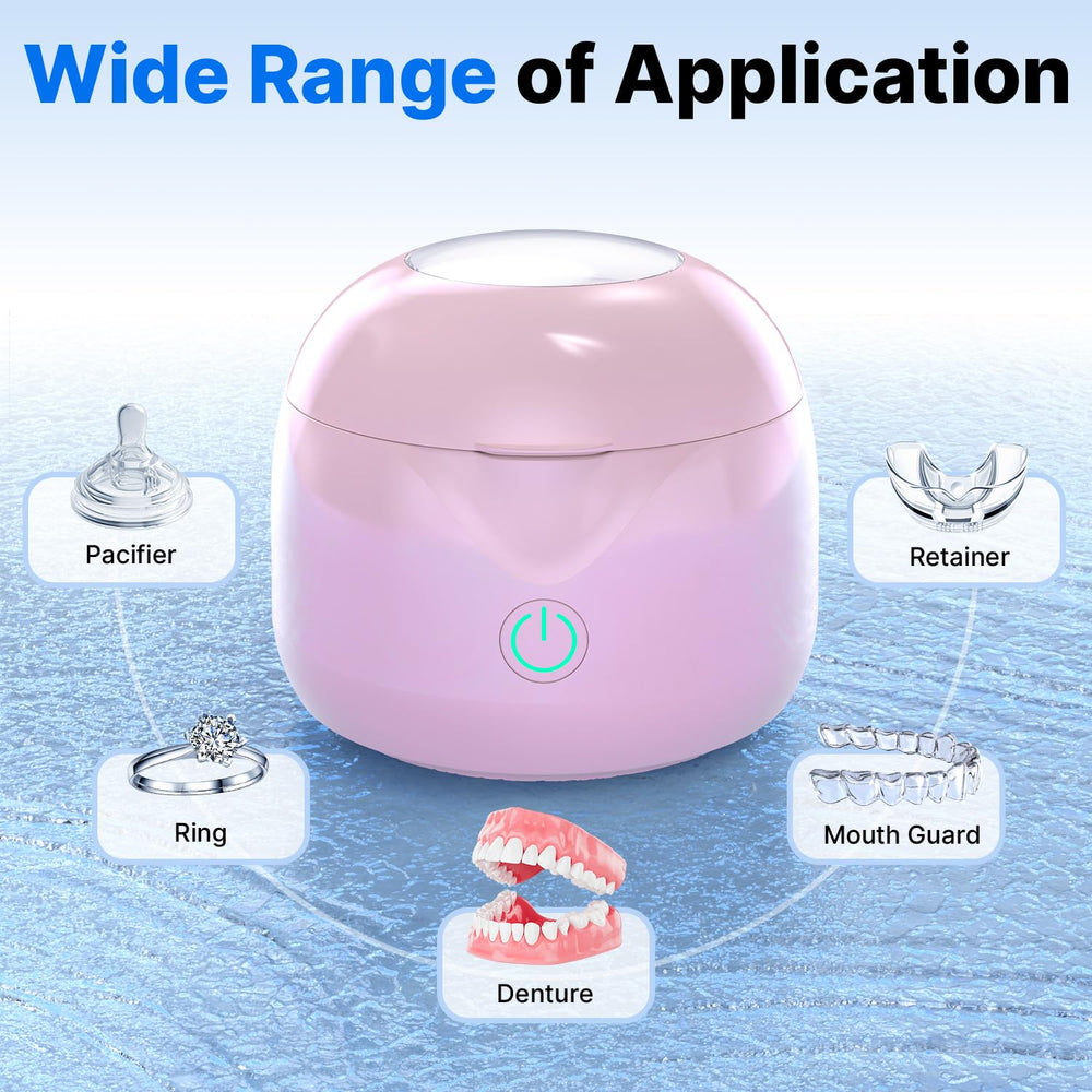 Cleans dentures, retainers, aligners and jewelry