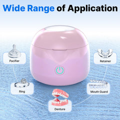 Cleans dentures, retainers, aligners and jewelry