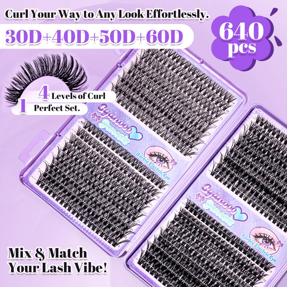 CyanoooGenesis kit with eight lengths 9-16mm for versatile natural to dramatic styles.