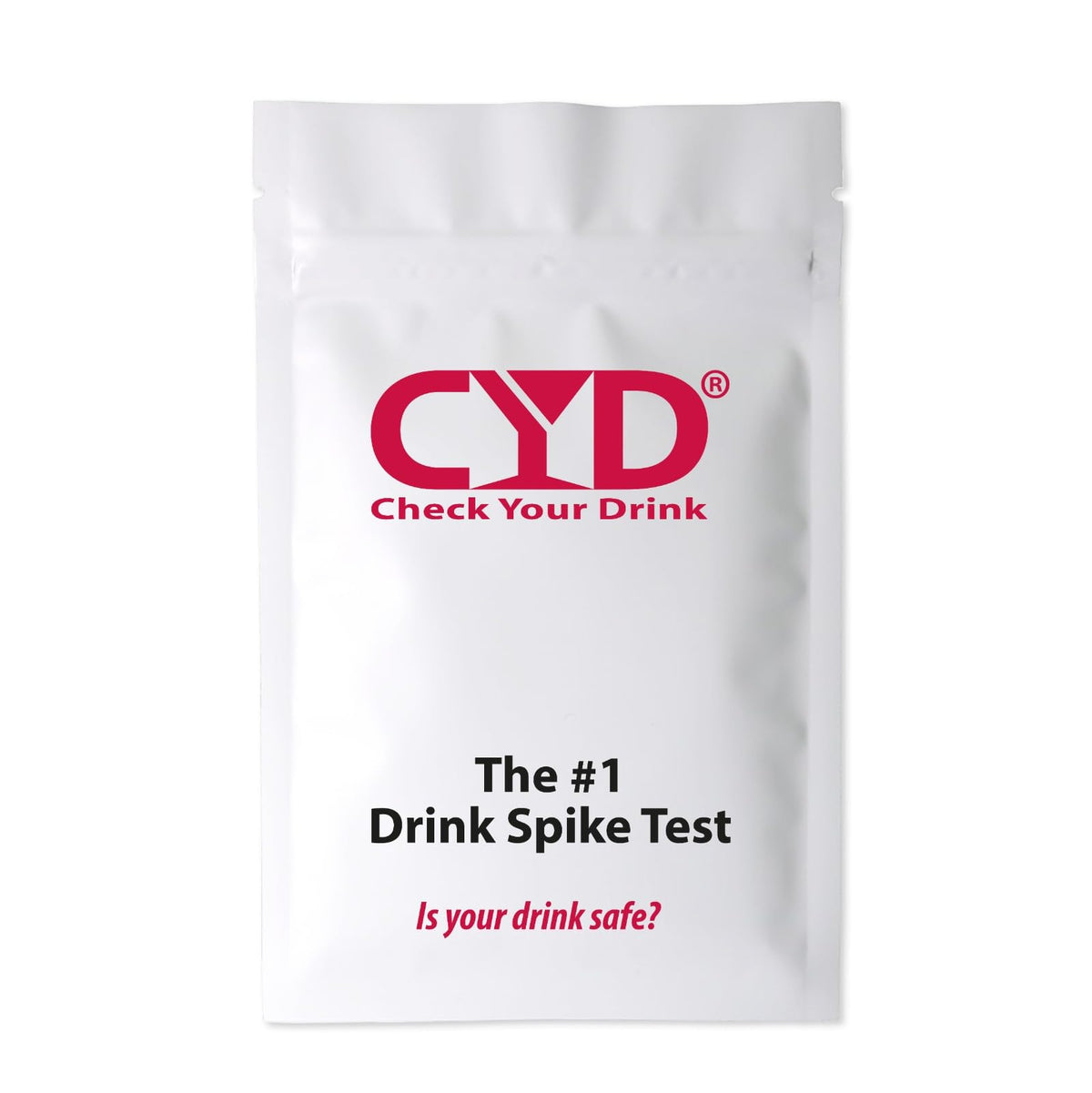 CYD Drink Spiking Test Kit front view with pouch and strips