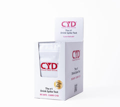 Five single-use test strips inside a pouch