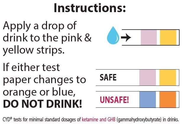 Drop a drink sample onto CYD test strip (no stirring)