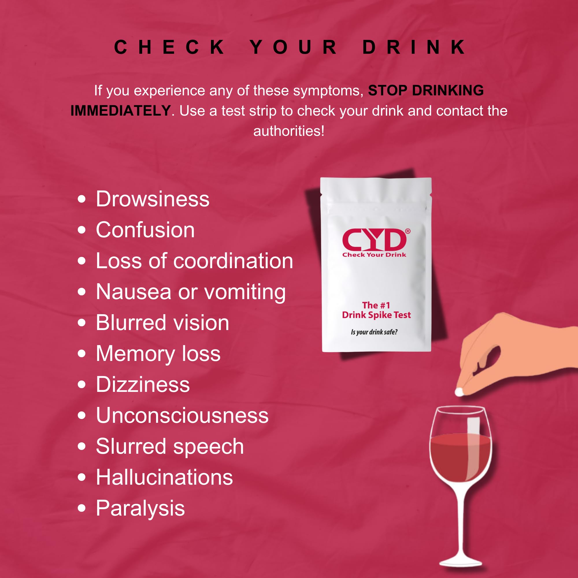User performing a drink test with CYD strip