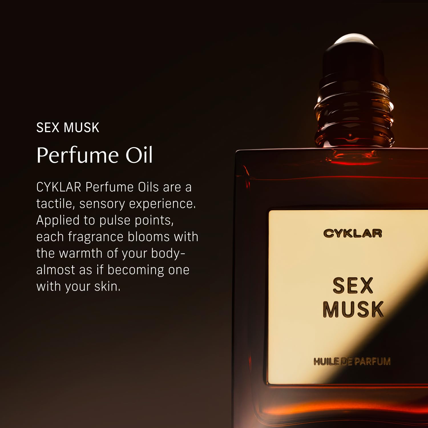 Close-up of the precise rollerball applicator for CYKLAR Sex Musk
