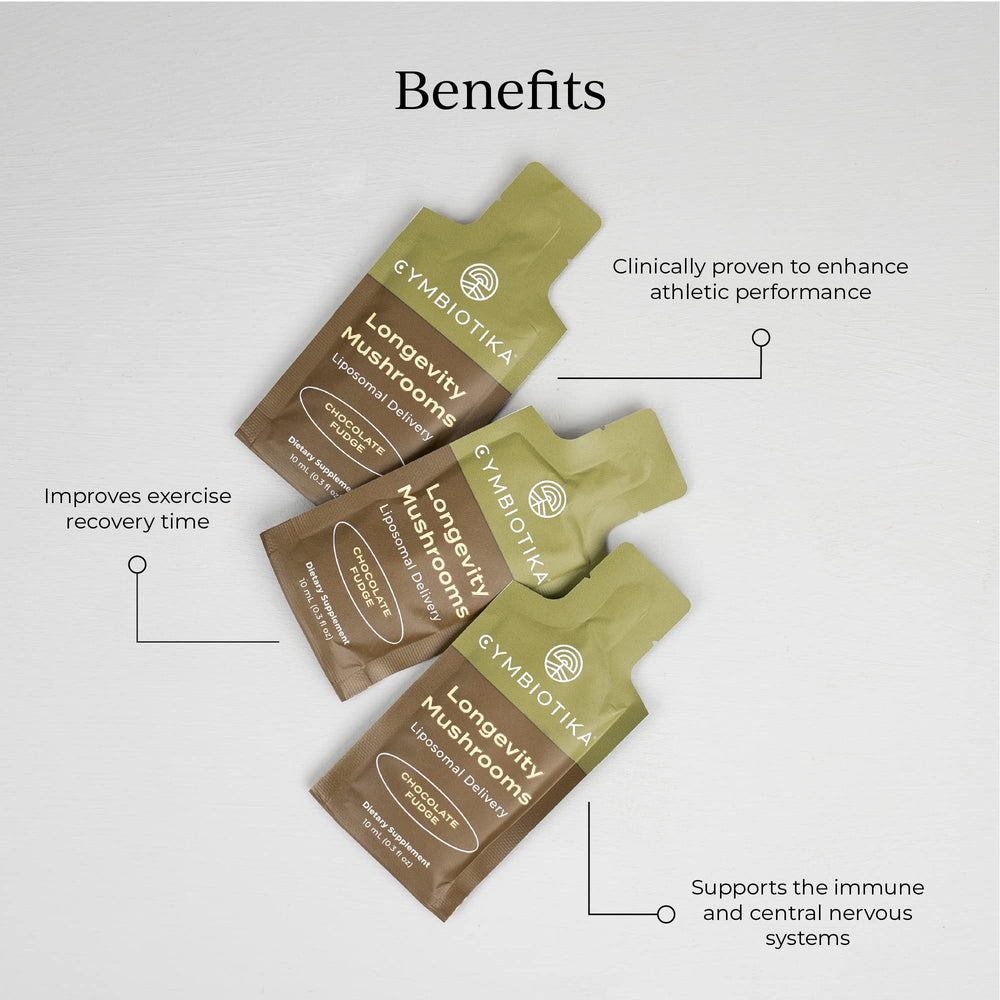 Mushroom supplement pouch with chocolate fudge mix ready to use