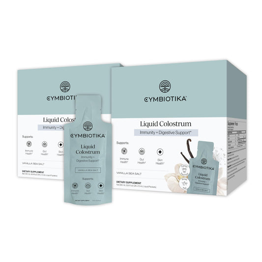 CYMBIOTIKA Liquid Colostrum bottle with Sea Salt Vanilla label