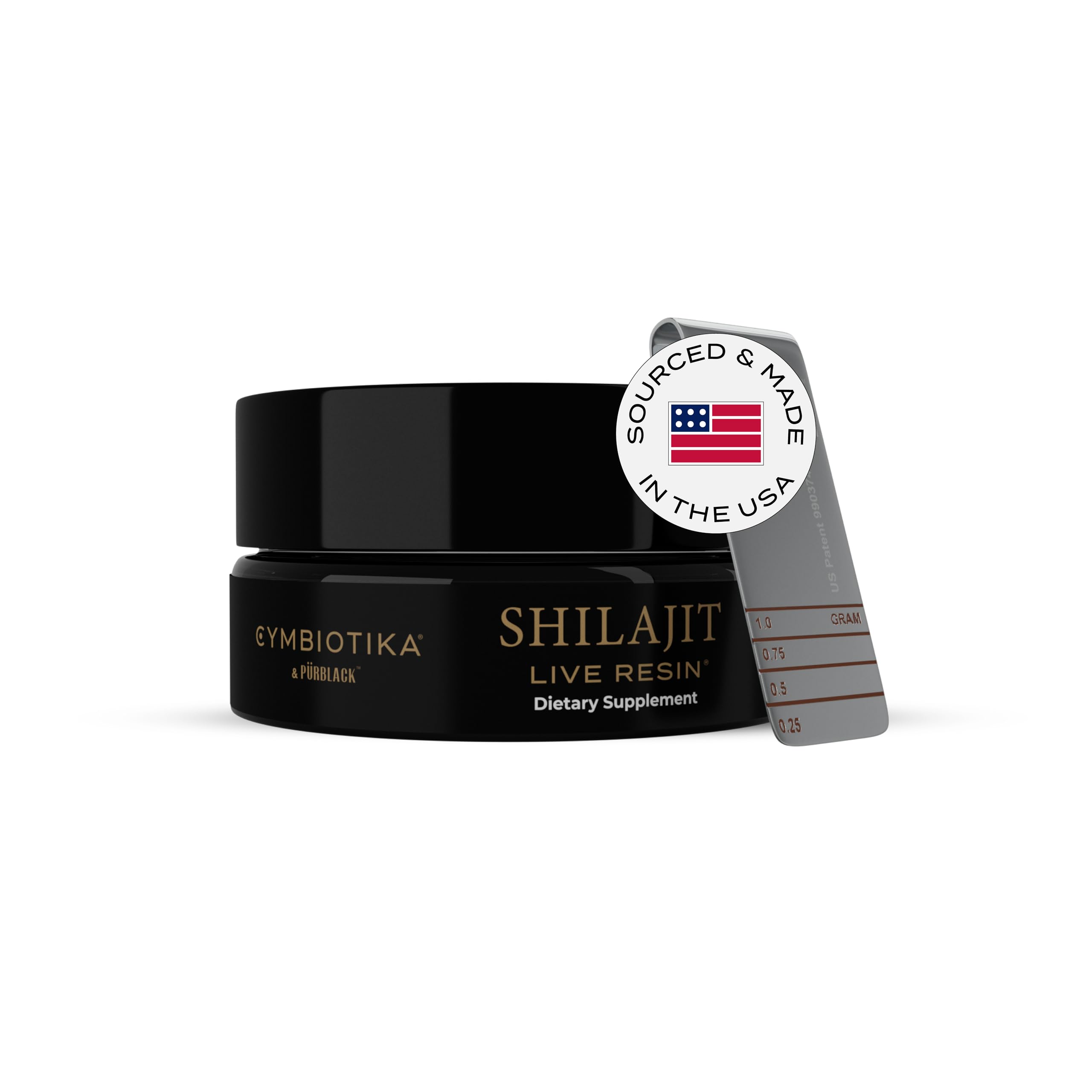 CYMBIOTIKA Pure Himalayan Shilajit Resin 500mg bottle label close-up
