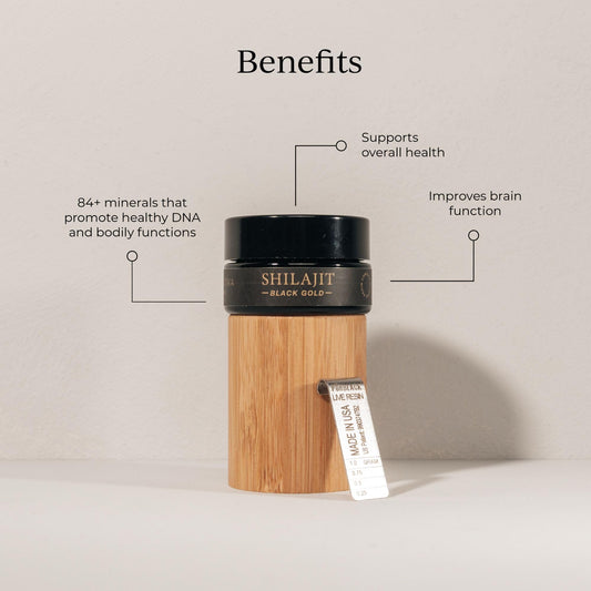 Shilajit resin texture with 84+ minerals close-up