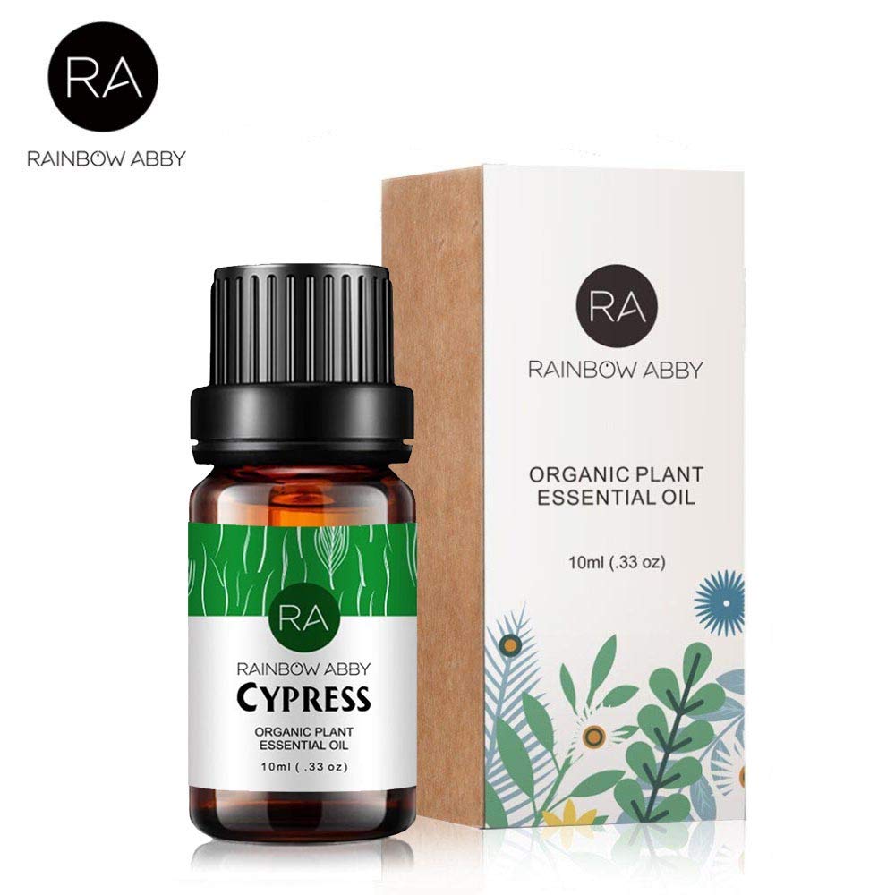Top view of Cypress essential oil bottle