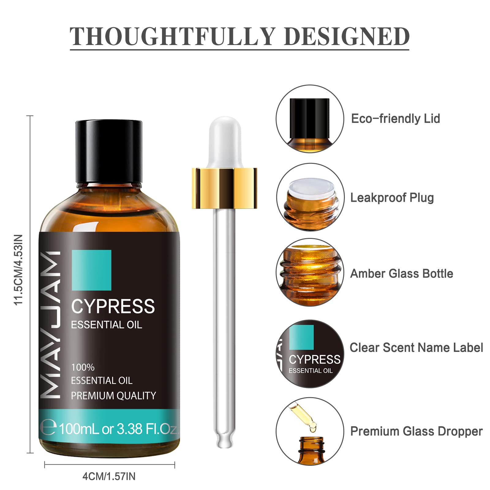 Elegant packaging of MAYJAM Cypress Essential Oil