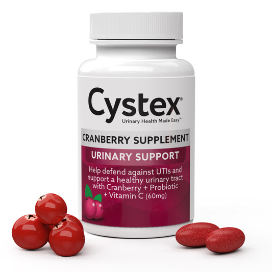 Cystex Cranberry Urinary Health Supplement bottle on white background