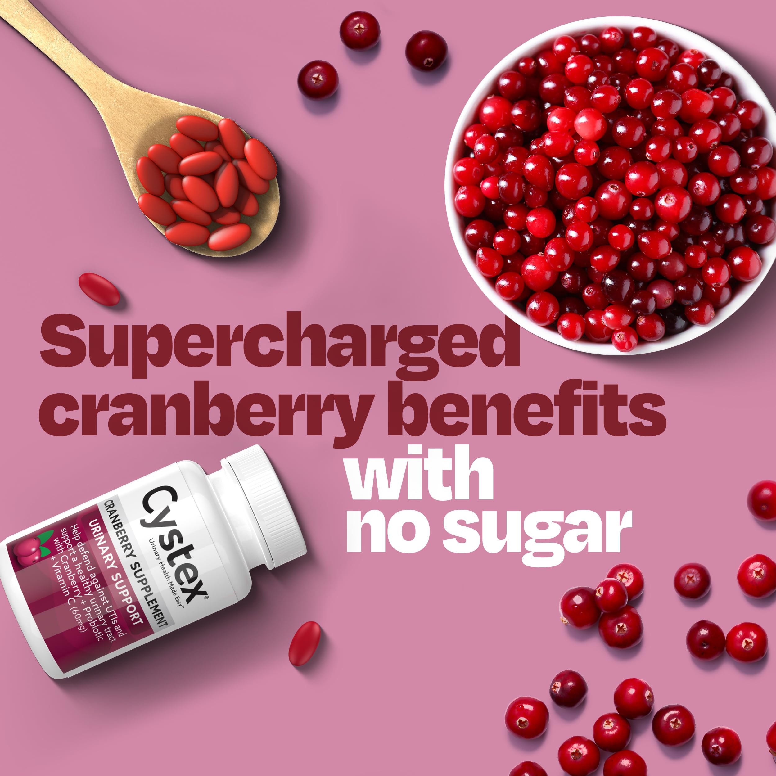 Cystex Cranberry Urinary Health Supplement packaging and product imagery