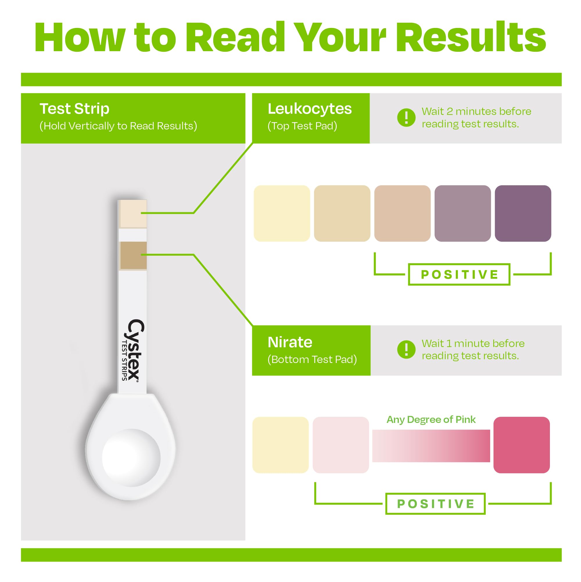 UTI test strip showing a result within 2 minutes