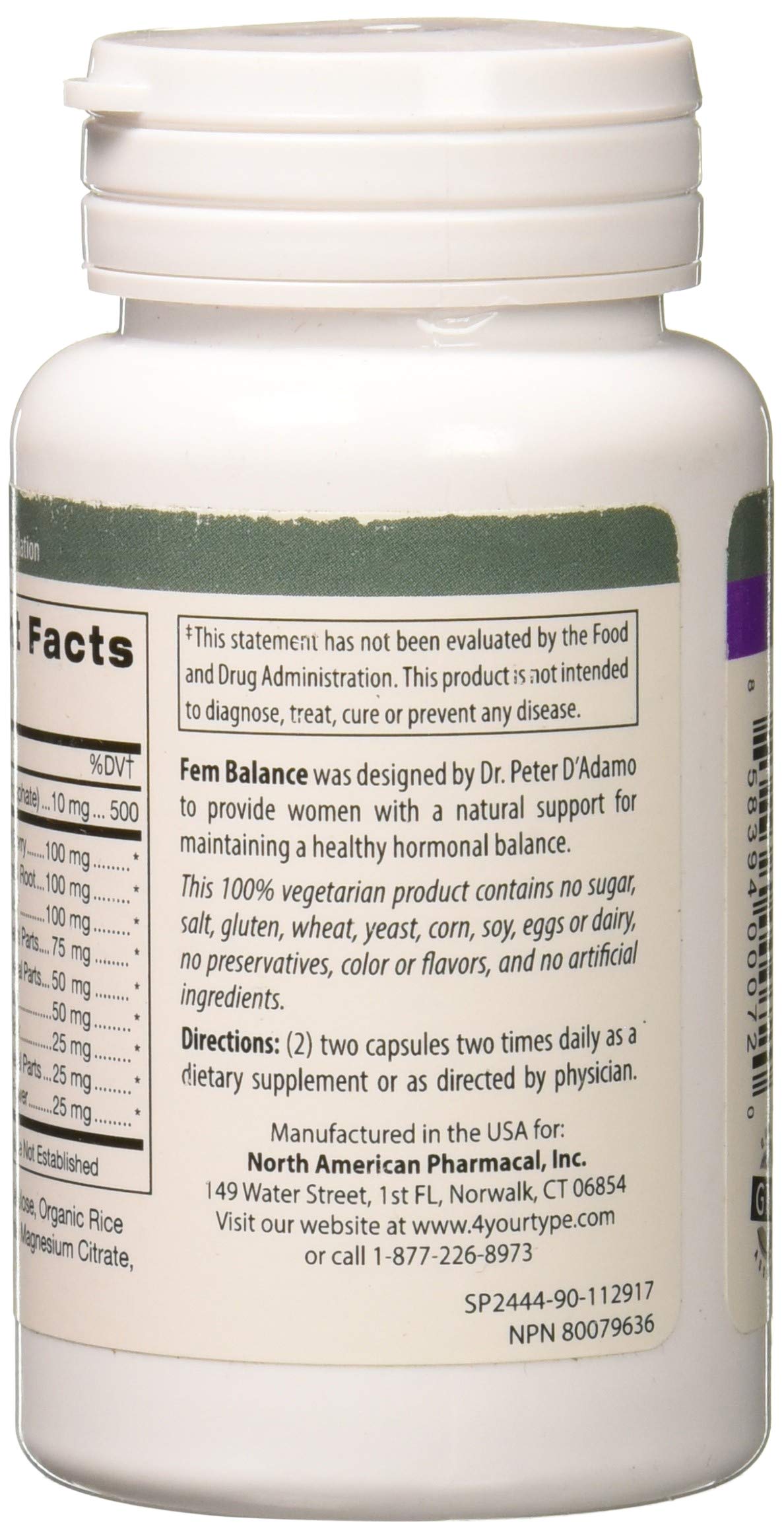 Close-up of D'Adamo Fembalance bottle label