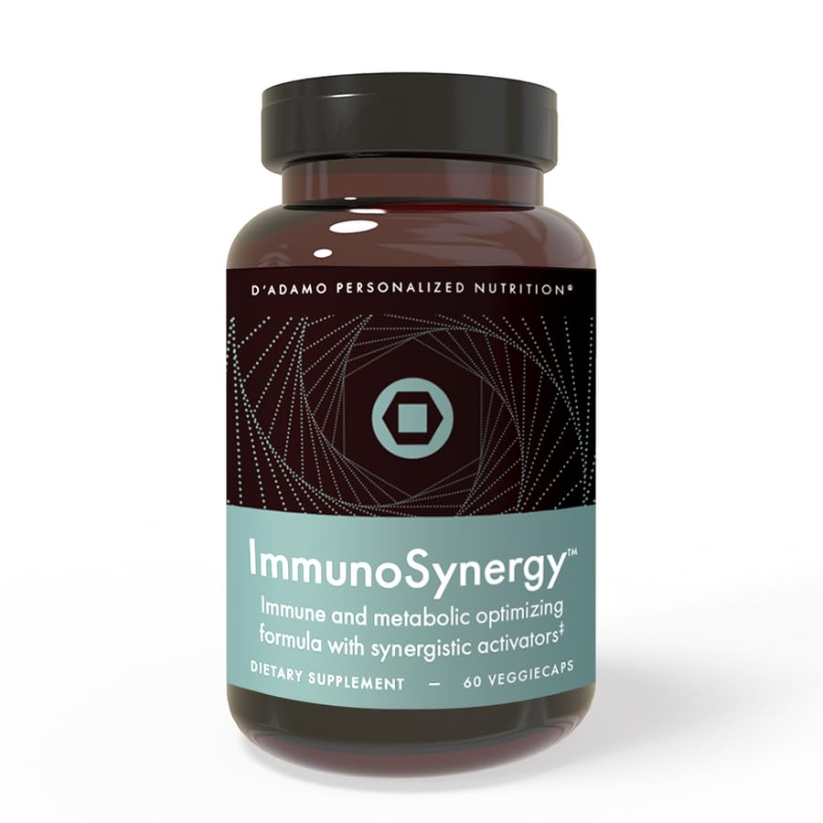 D'Adamo ImmunoSynergy bottle with Skullcap and Magnolia ingredients