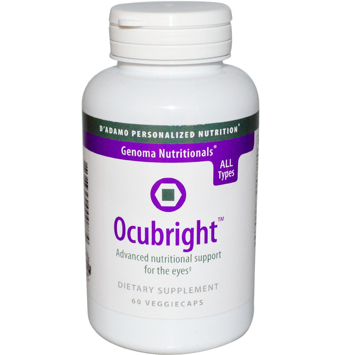 Front view of D'Adamo Ocubright 60 Count bottle