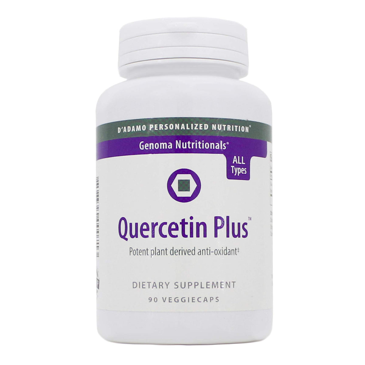 D'Adamo Quercetin Plus 90 vcaps bottle front view