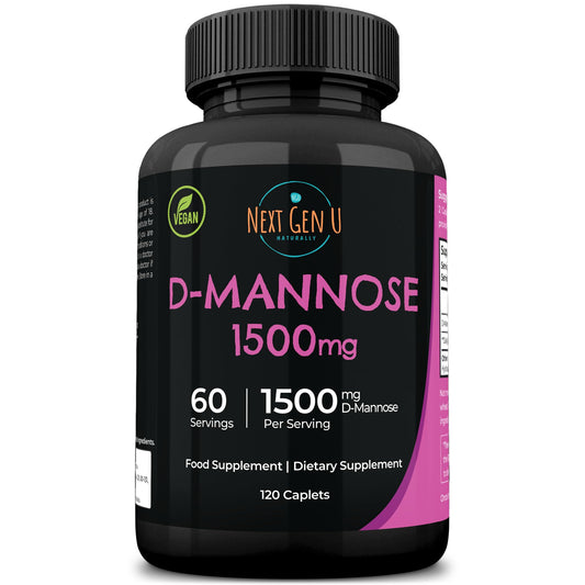 D Mannose 1500 mg vegan caplets bottle