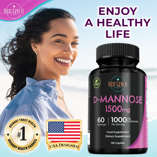 Close-up of D Mannose vegan caplets