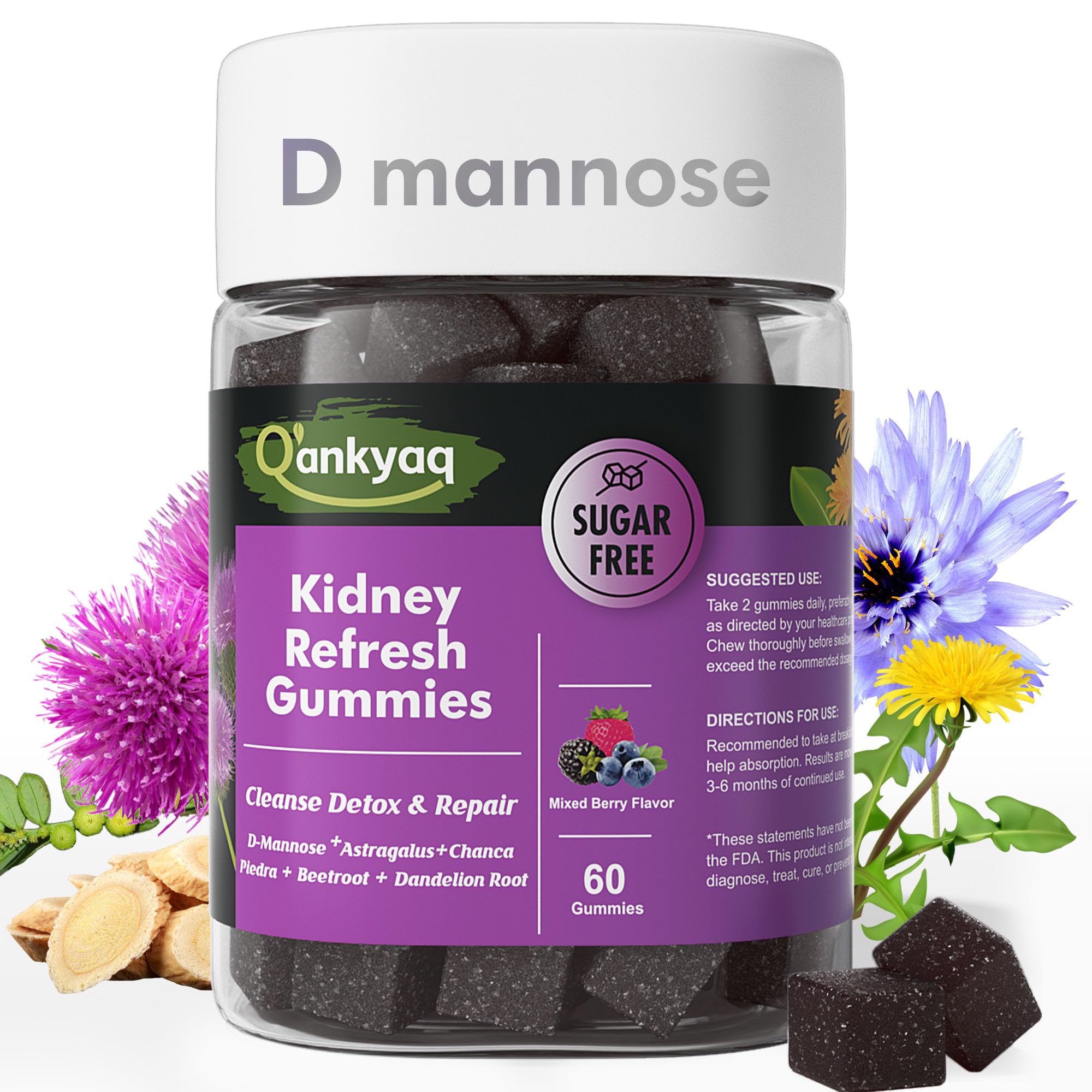 Bottle of D-Mannose Gummies for Women with 60-count label