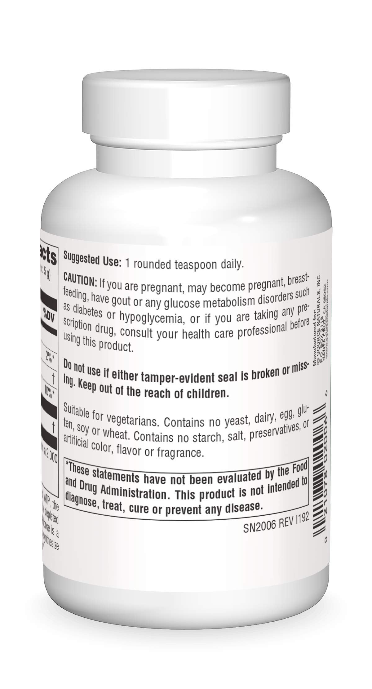 D-Ribose powder with a rounded teaspoon scoop (approx. 5.2 g)