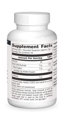 Product label showing no yeast, dairy, egg, gluten, corn, soy, or wheat