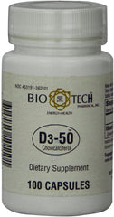 Packaging showing the recommended weekly dosage for D3-50