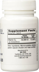 Front label of D3-50 50,000iu bottle