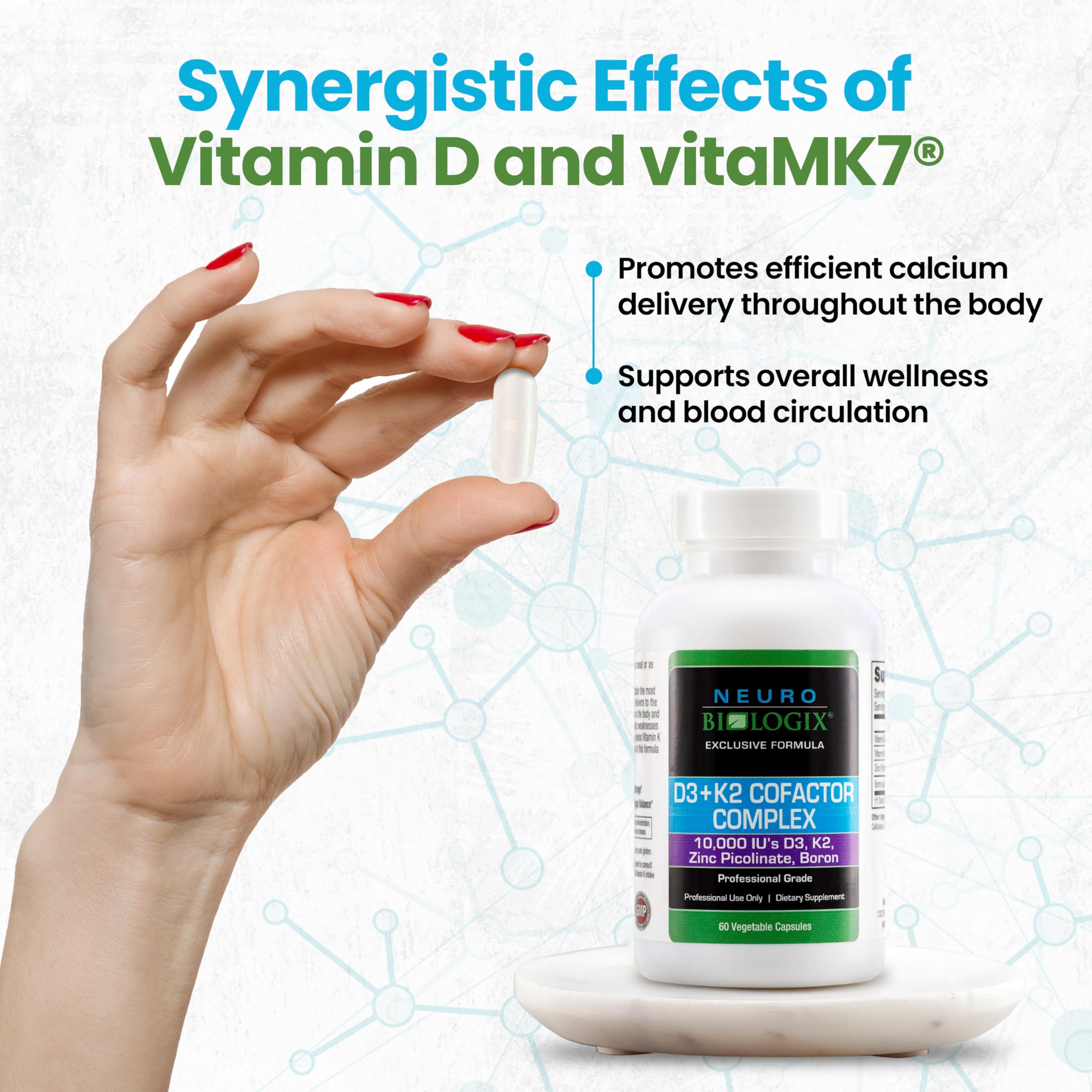 D3+K2 ingredients including D3, K2, zinc, and boron