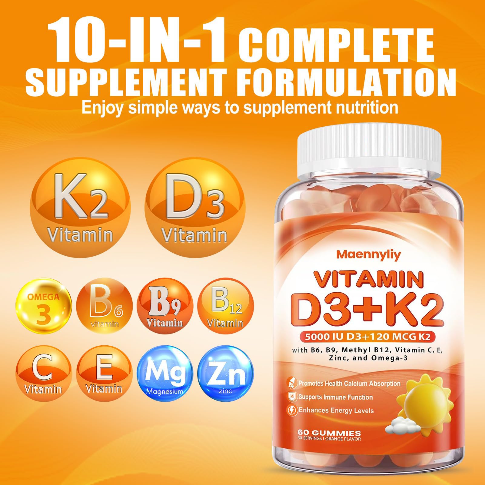 Ingredients including B vitamins, vitamin C & E, magnesium and zinc