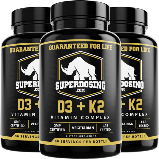 Front view of d3k2 270-count bottle with 10,000 IU D3 and 1,500 mcg K2 on label