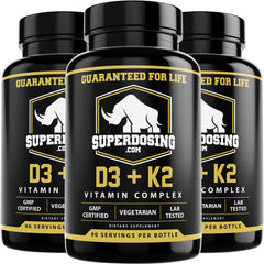Front view of d3k2 270-count bottle with 10,000 IU D3 and 1,500 mcg K2 on label