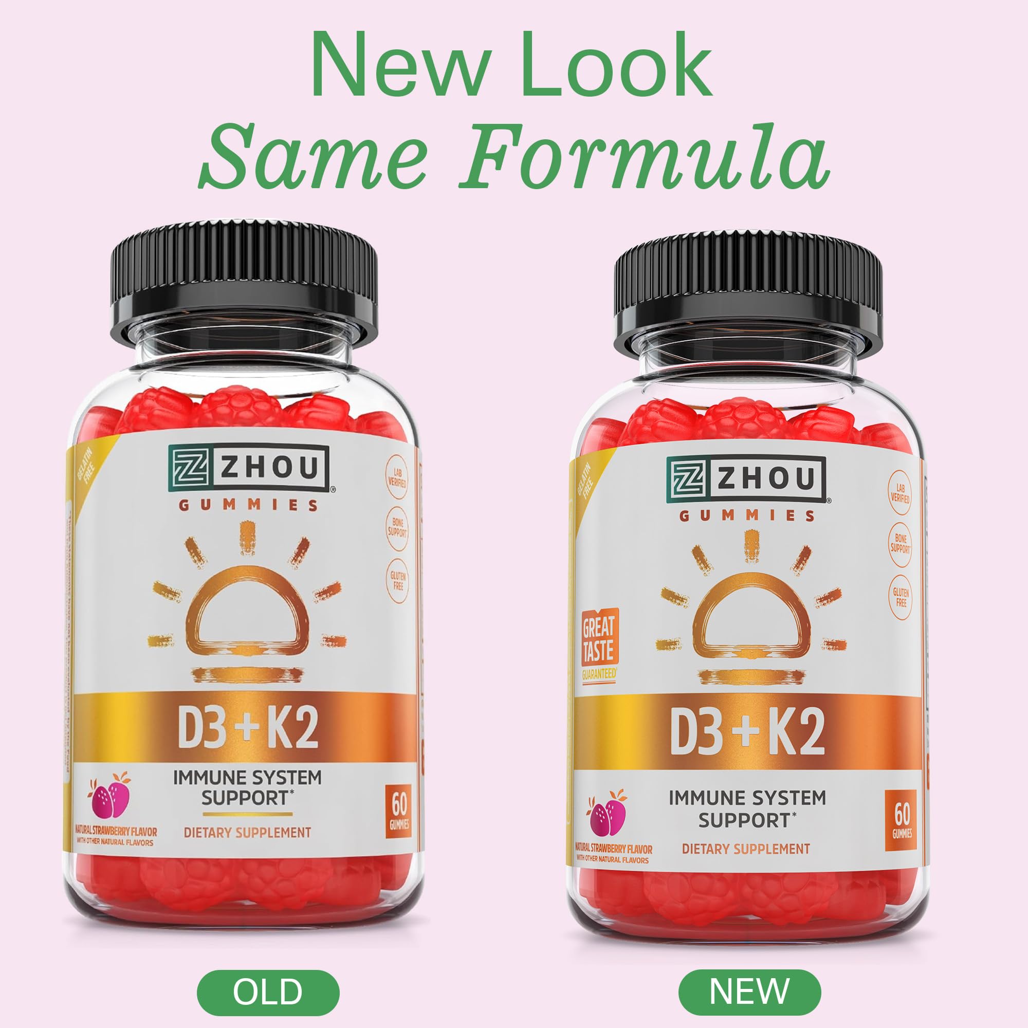 Nutrition facts panel for Zhou D3+K2 MK-7 gummies